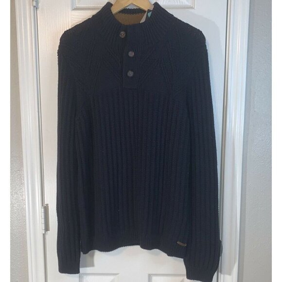 Ted Baker Glaston Navy Blue Pullover High Button Ribbed Preppy Sweater Size 2xl - Picture 2 of 9